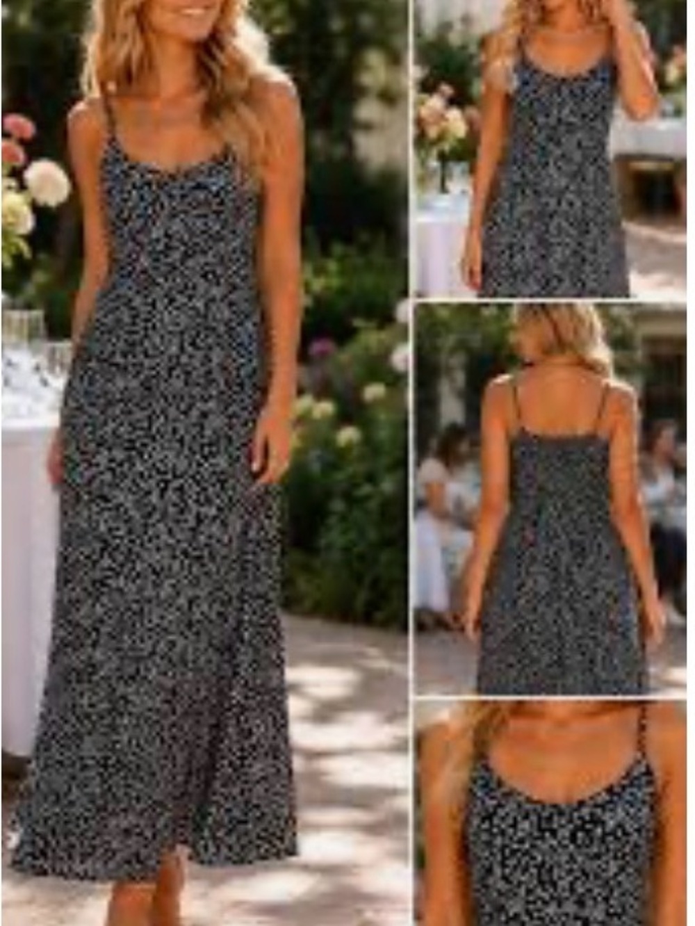 LOFT Black & White Spotted Sleeveless Maxi Dress